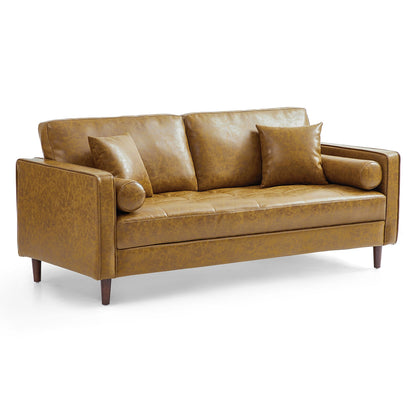 Genuine leather tan 2 seater loveseat sofa