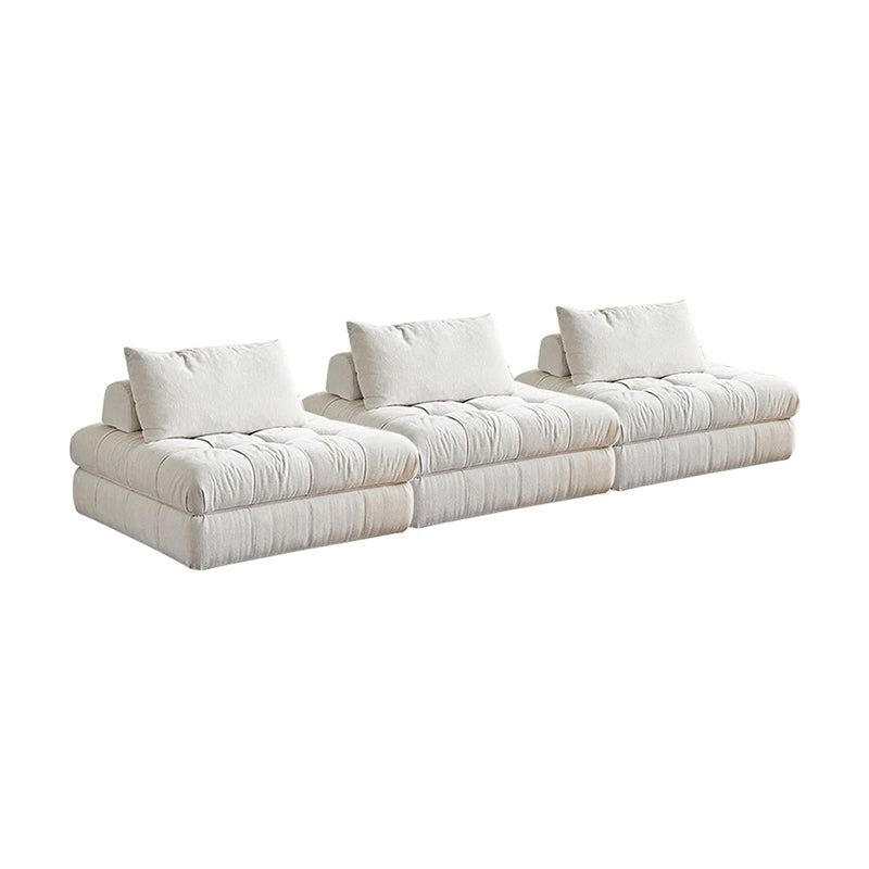 Modular White Chenille Velvet Corner Armless Sofa