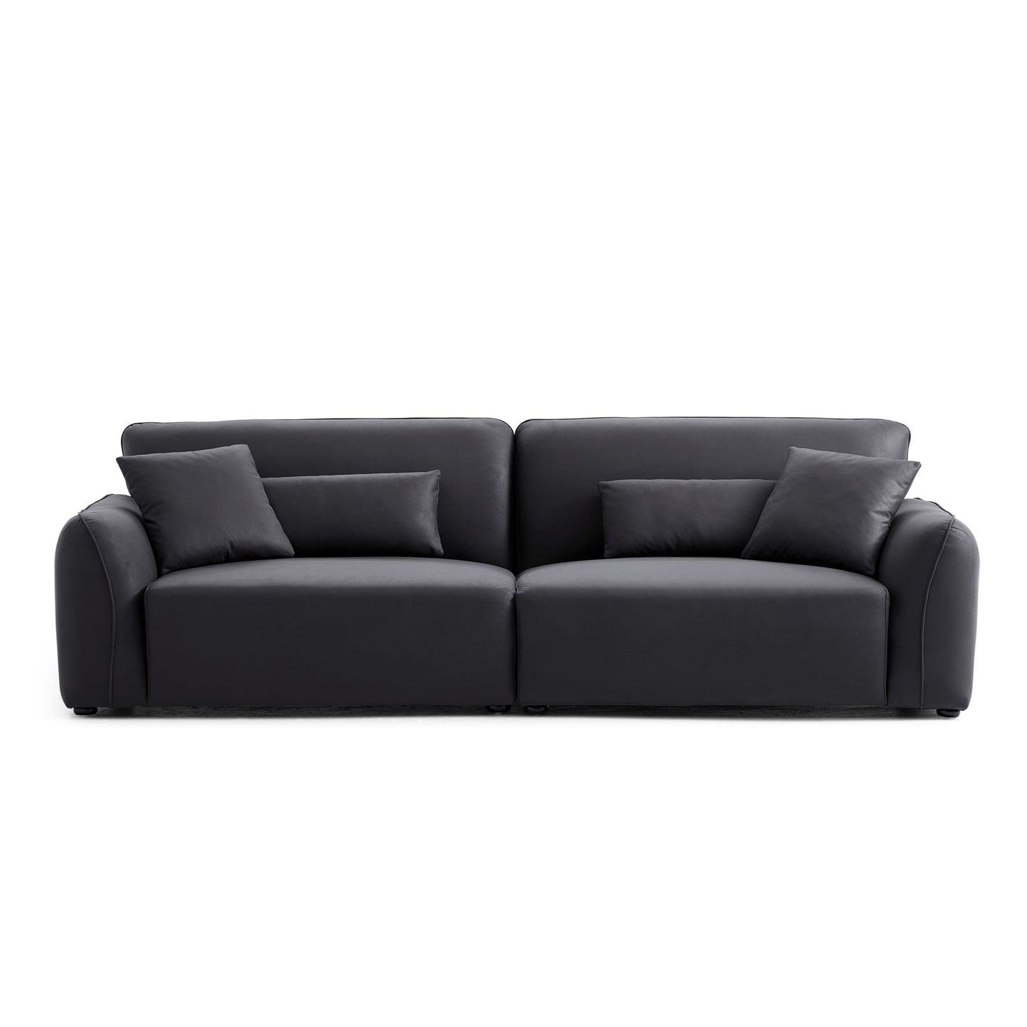 Living room feather black leathaire modern low arm sofa