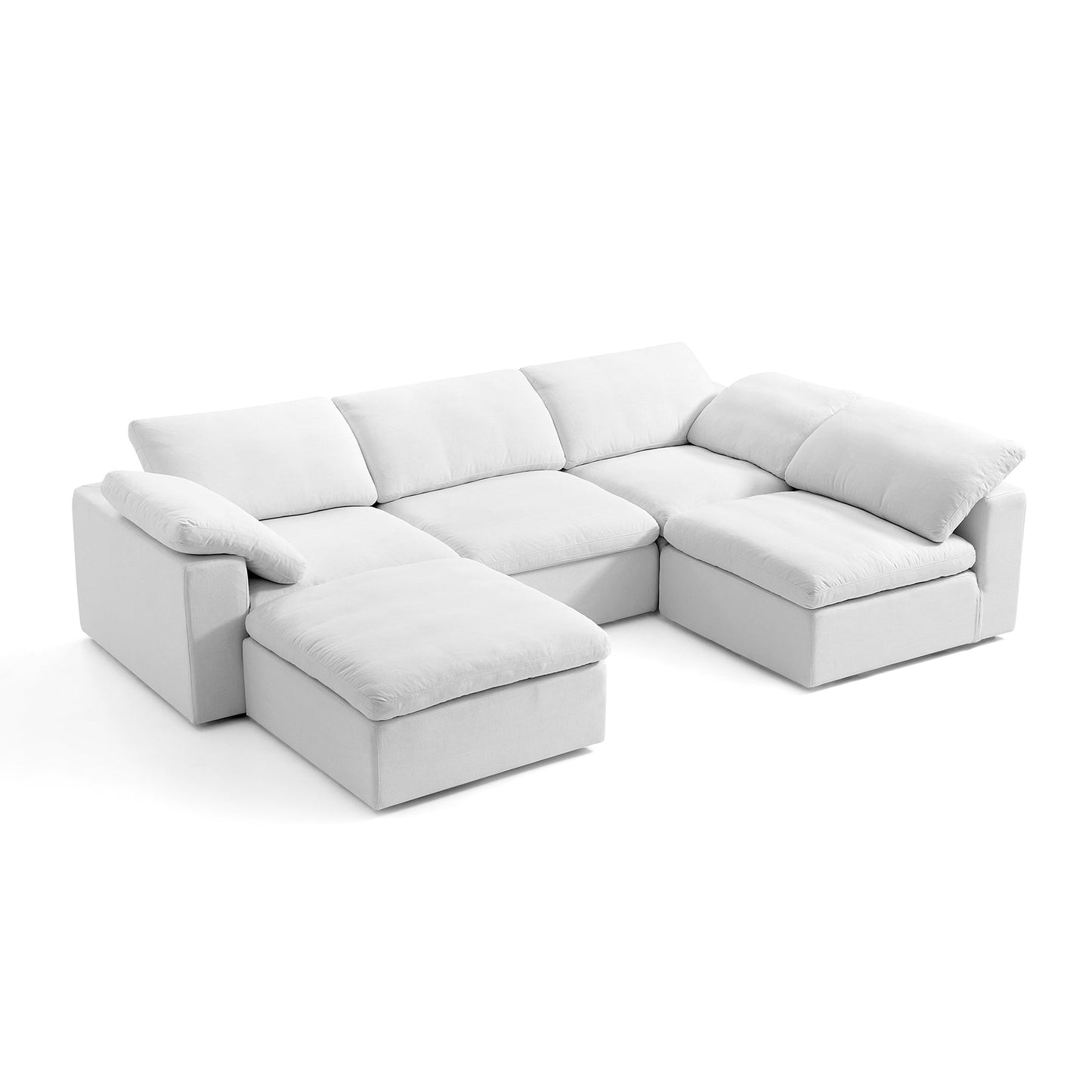 Wide Cushion cloud L-Shape Sectional Sofa with Ottoman