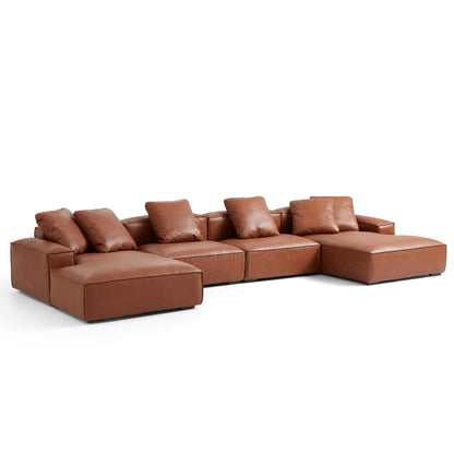 Hi-Tech Leathaire Brown Modular U-Shape Sofa