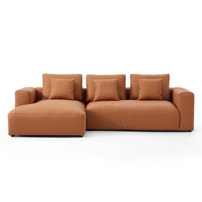 Contemporary Furniture L Shape Top Grain Genuine Leather Sofa