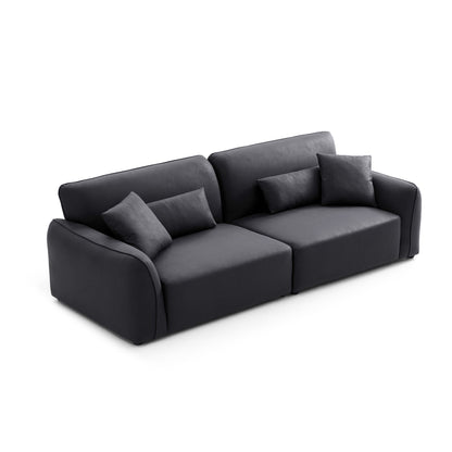 Living room feather black leathaire modern low arm sofa