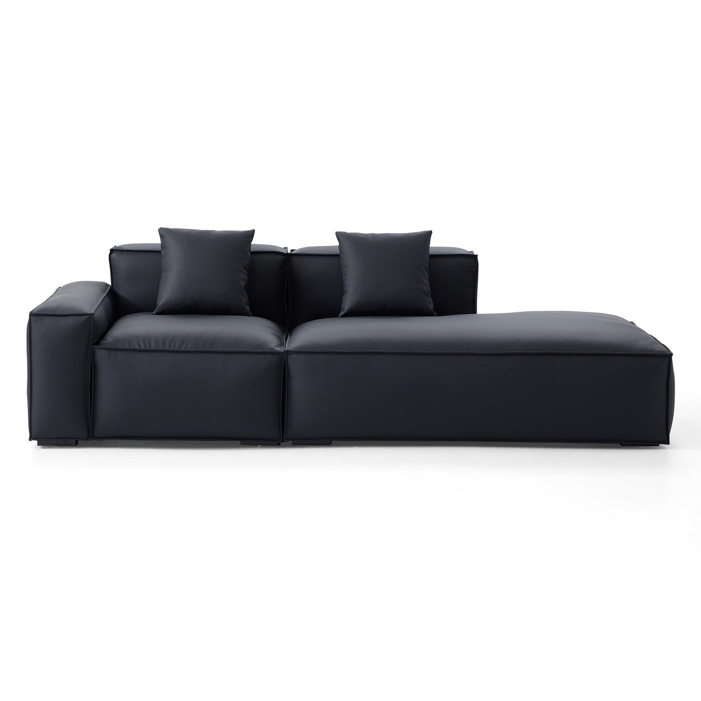 Modern style low arm genuine black leather sectional sofa