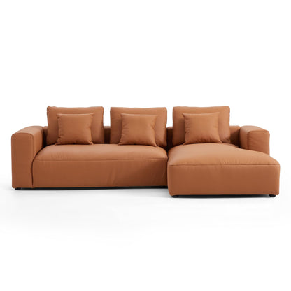 Contemporary Furniture L Shape Top Grain Genuine Leather Sofa