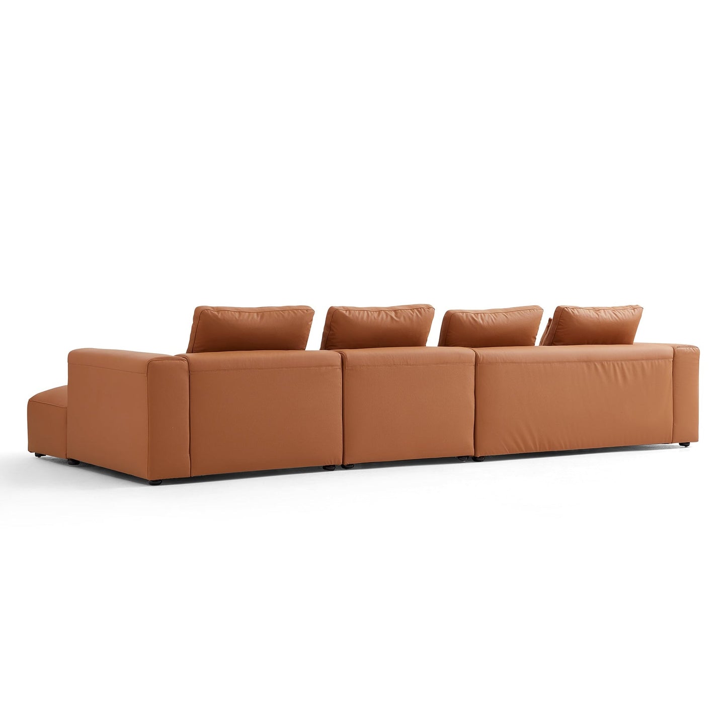 Contemporary Furniture L Shape Top Grain Genuine Leather Sofa