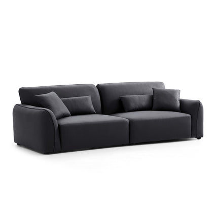 Living room feather black leathaire modern low arm sofa