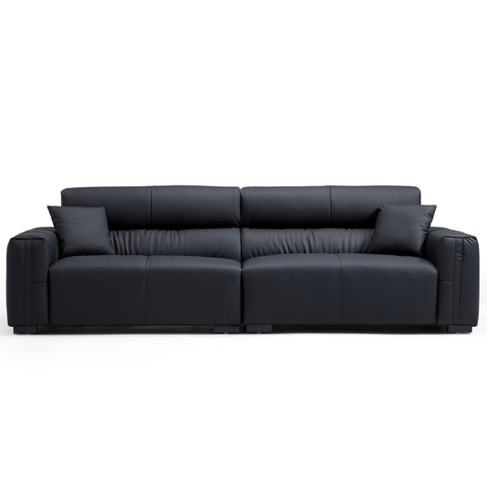 3 seater black genuine leather modular sofa