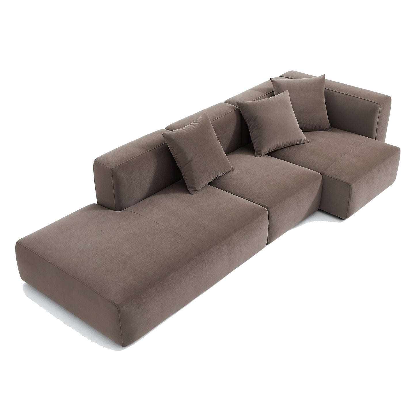 Matt Velvet Fabric Modular L-Shape Sectional Sofa