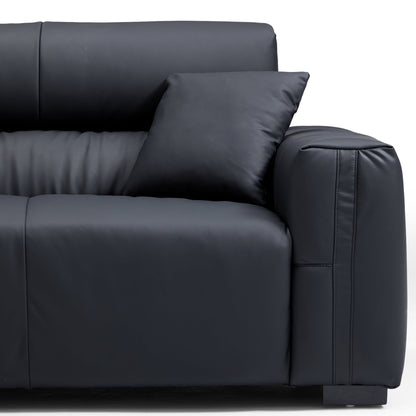 3 seater black genuine leather modular sofa