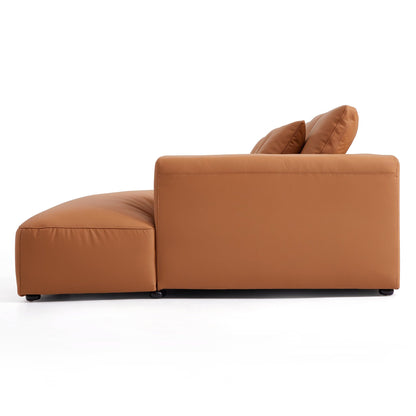 Contemporary Furniture L Shape Top Grain Genuine Leather Sofa