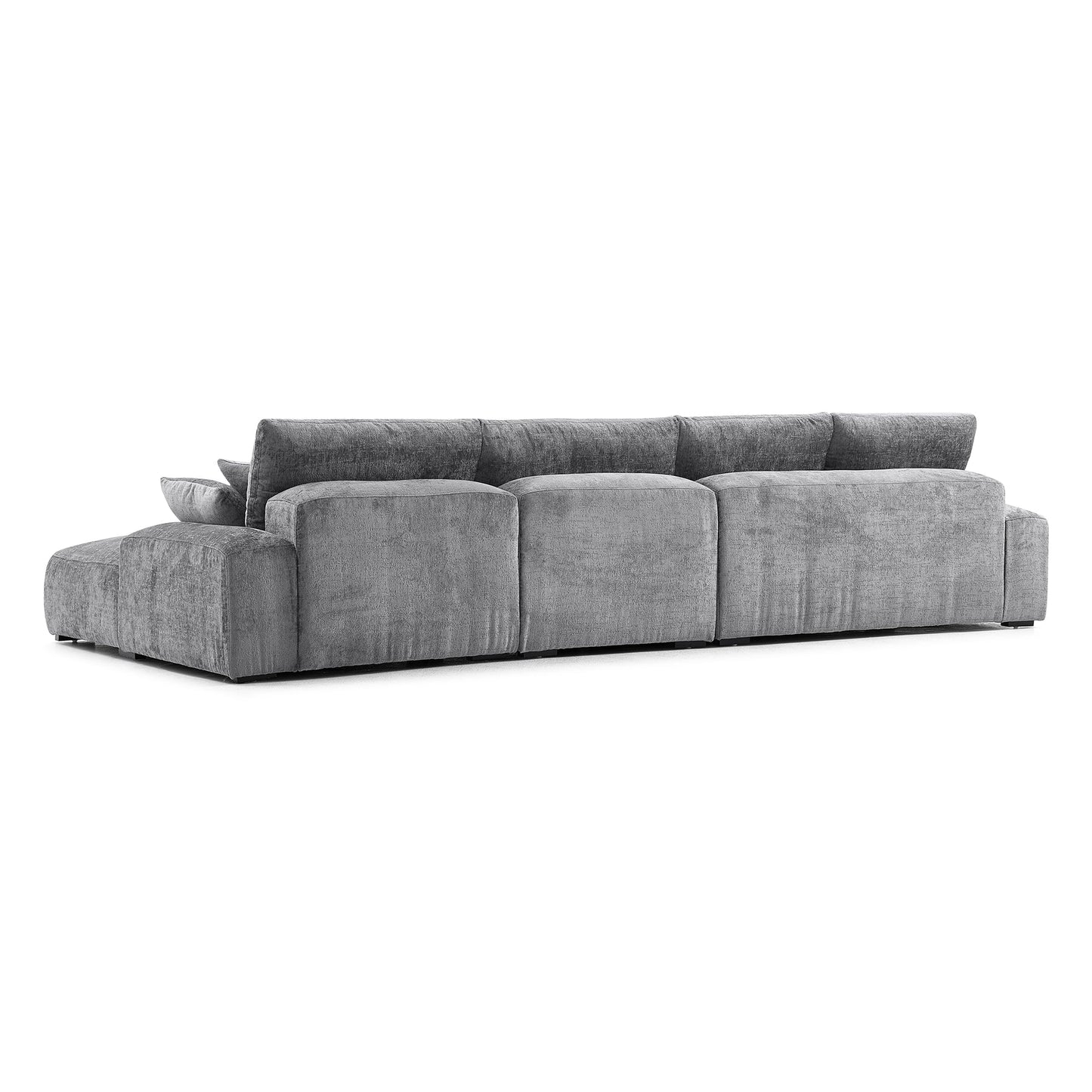 Feather fabric grey chenille velvet L shape sectional sofa