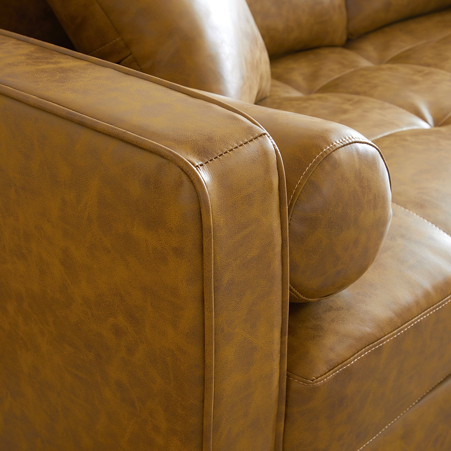 Genuine leather tan 2 seater loveseat sofa