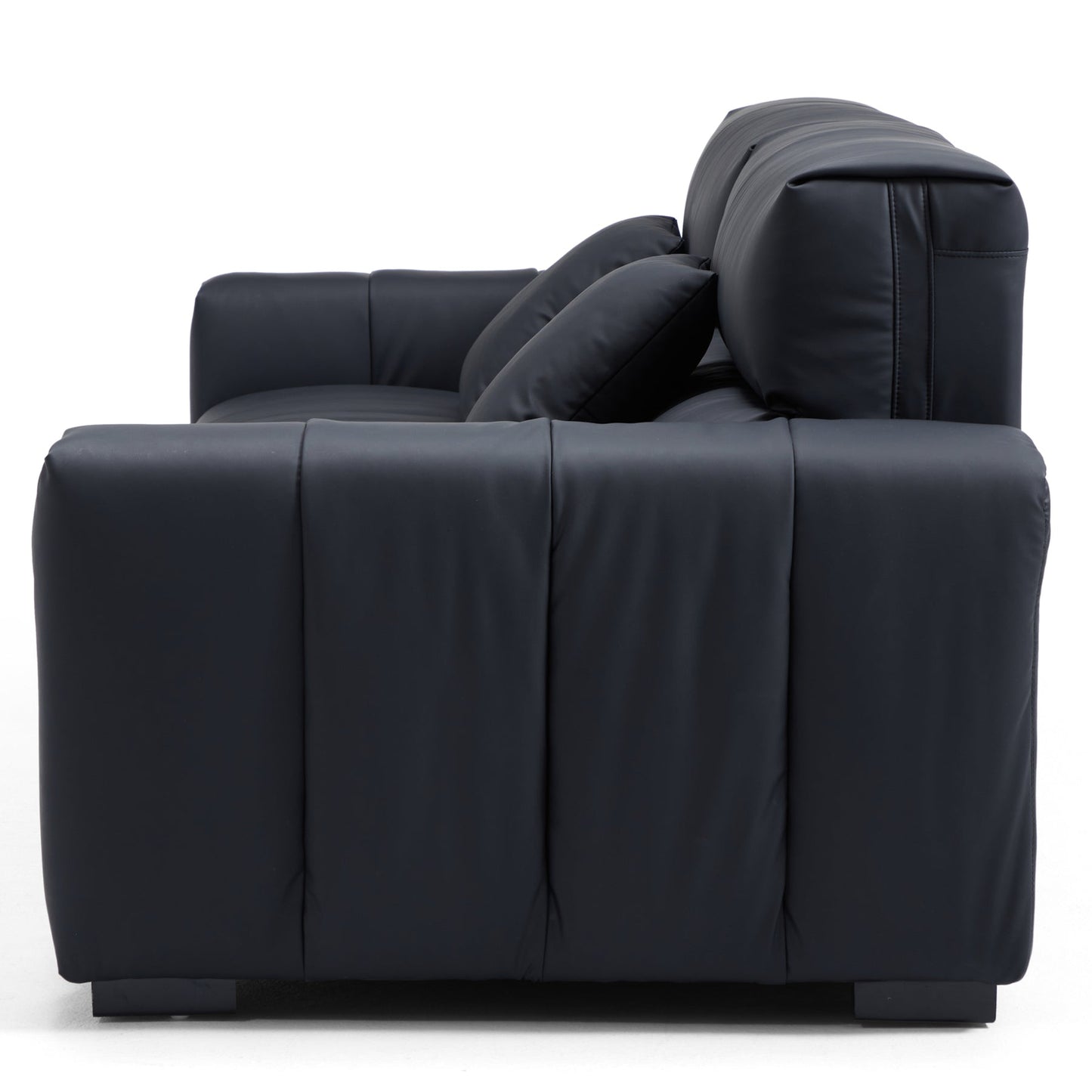 3 seater black genuine leather modular sofa