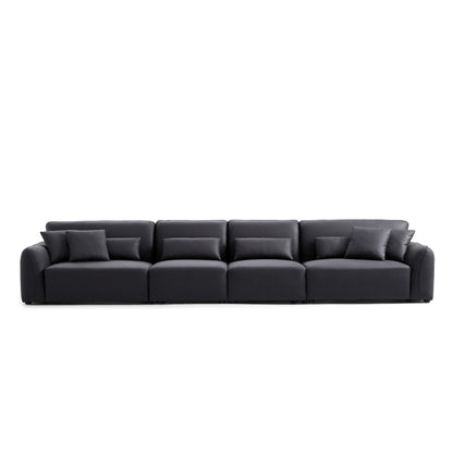 Living room feather black leathaire modern low arm sofa