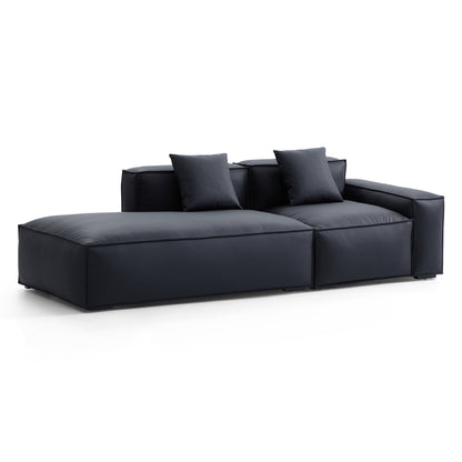 Modern style low arm genuine black leather sectional sofa