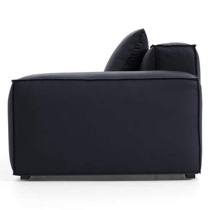 Modern style low arm genuine black leather sectional sofa