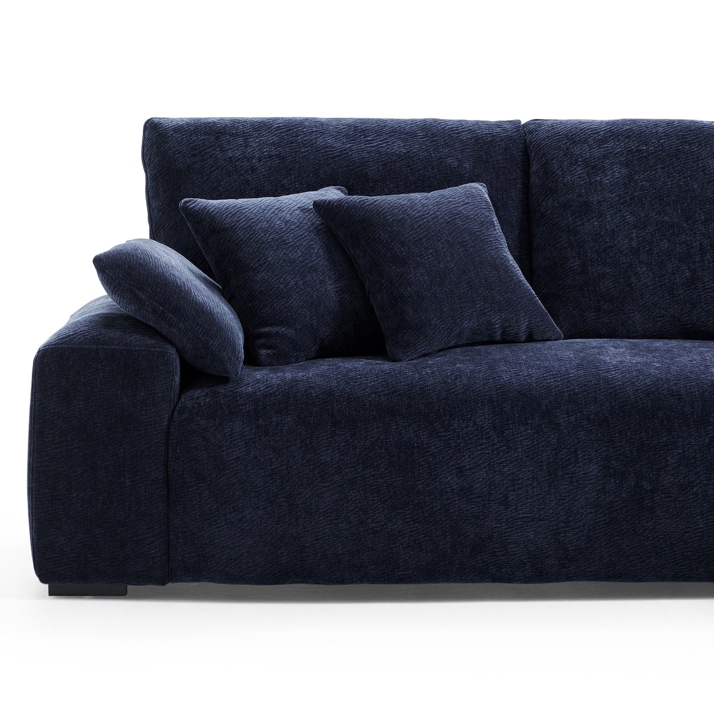 Living room blue chenille velvet cloud L shape sectional sofas