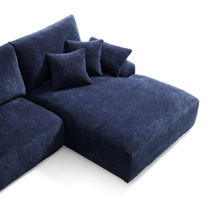 Living room blue chenille velvet cloud L shape sectional sofas