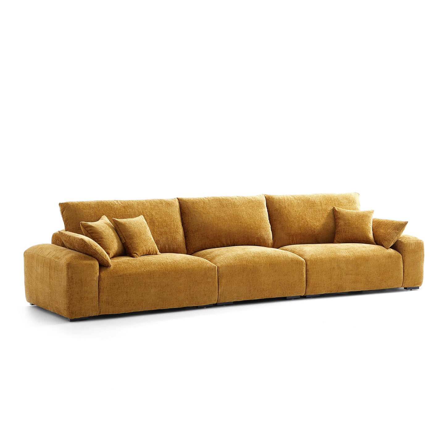 Chenille velvet i-Shaped Feather 3 seater Sofa Couch Yellow