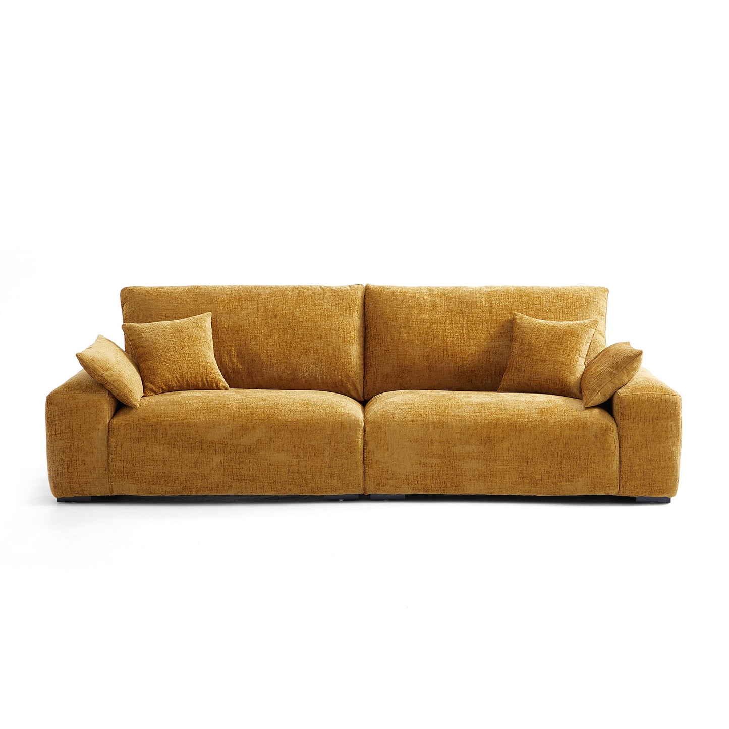 Chenille velvet i-Shaped Feather 3 seater Sofa Couch Yellow