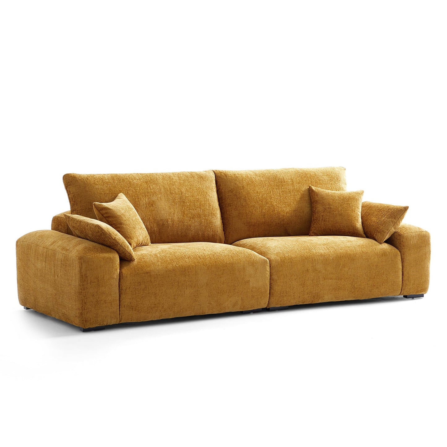 Chenille velvet i-Shaped Feather 3 seater Sofa Couch Yellow