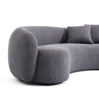 Grey Boucle Fabric Couch