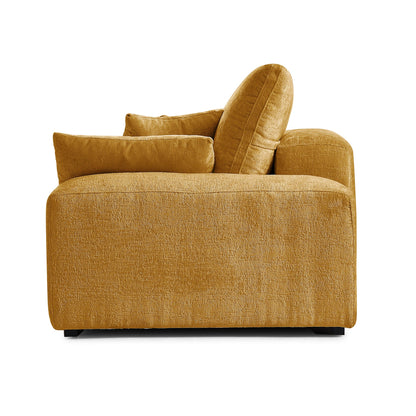 Chenille velvet i-Shaped Feather 3 seater Sofa Couch Yellow