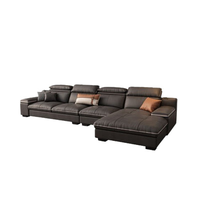 Luxury Gray Leathaire Upholstered L-Shaped Sectional Sofa