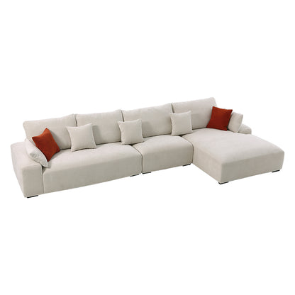 Beige Fabric Upholstered L-Shaped Sectional Sofa