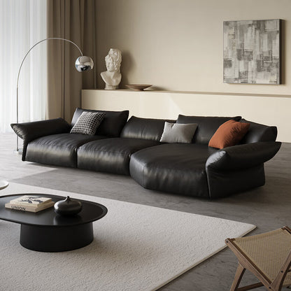 Nappa Leather Petal Shaped Standard Sectional Sofa