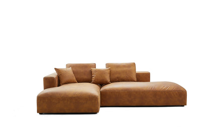 Living Room Brown Tech Fabric Sectional Sofa