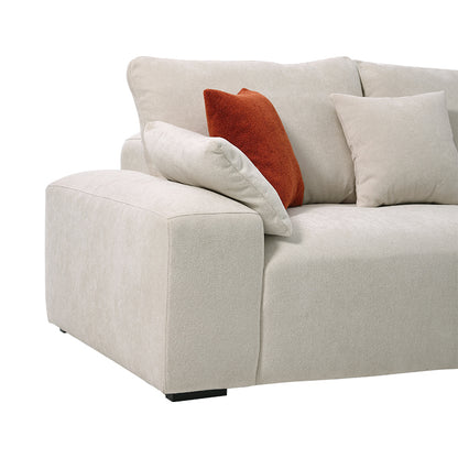 Beige Fabric Upholstered L-Shaped Sectional Sofa