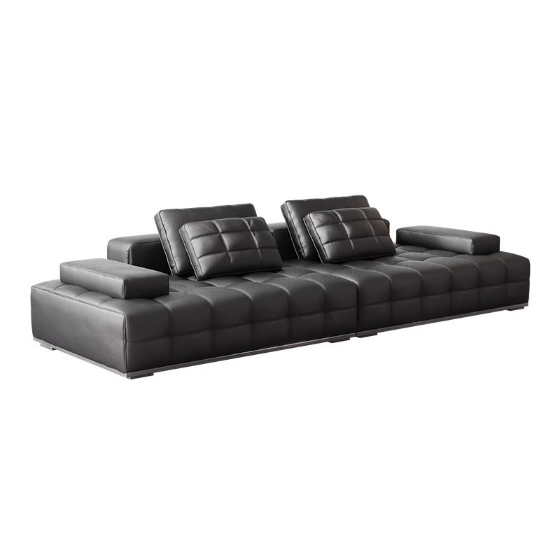 Modular 4- Seater Black Leather Lawrence Sofa