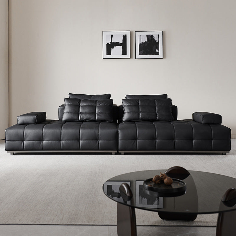 Modular 4- Seater Black Leather Lawrence Sofa