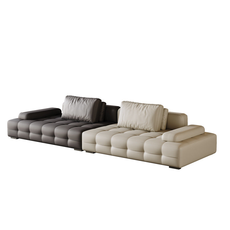 Modular 4- Seater Leather Lawrence Sofa Brown