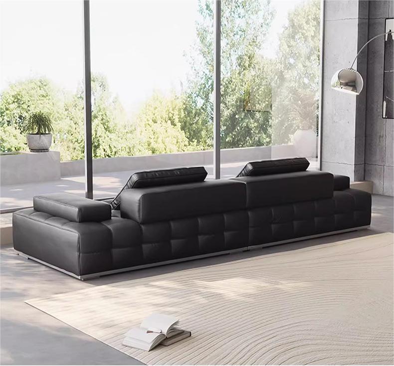 Modular 4- Seater Black Leather Lawrence Sofa