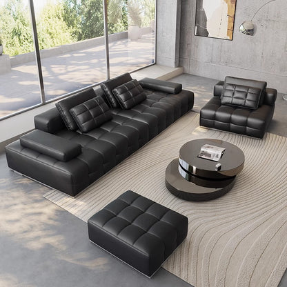 Modular 4- Seater Black Leather Lawrence Sofa