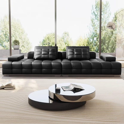 Modular 4- Seater Black Leather Lawrence Sofa