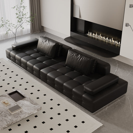 Modular 4- Seater Black Leather Lawrence Sofa