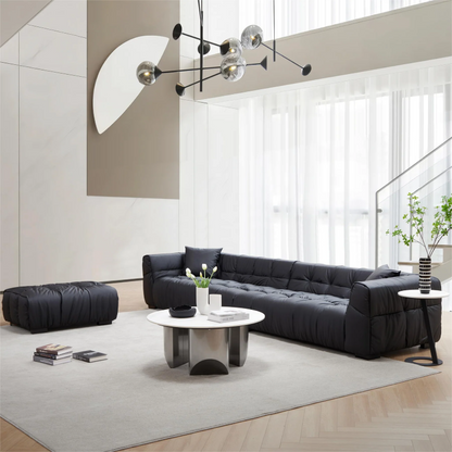 Designer Black Leather Sofa