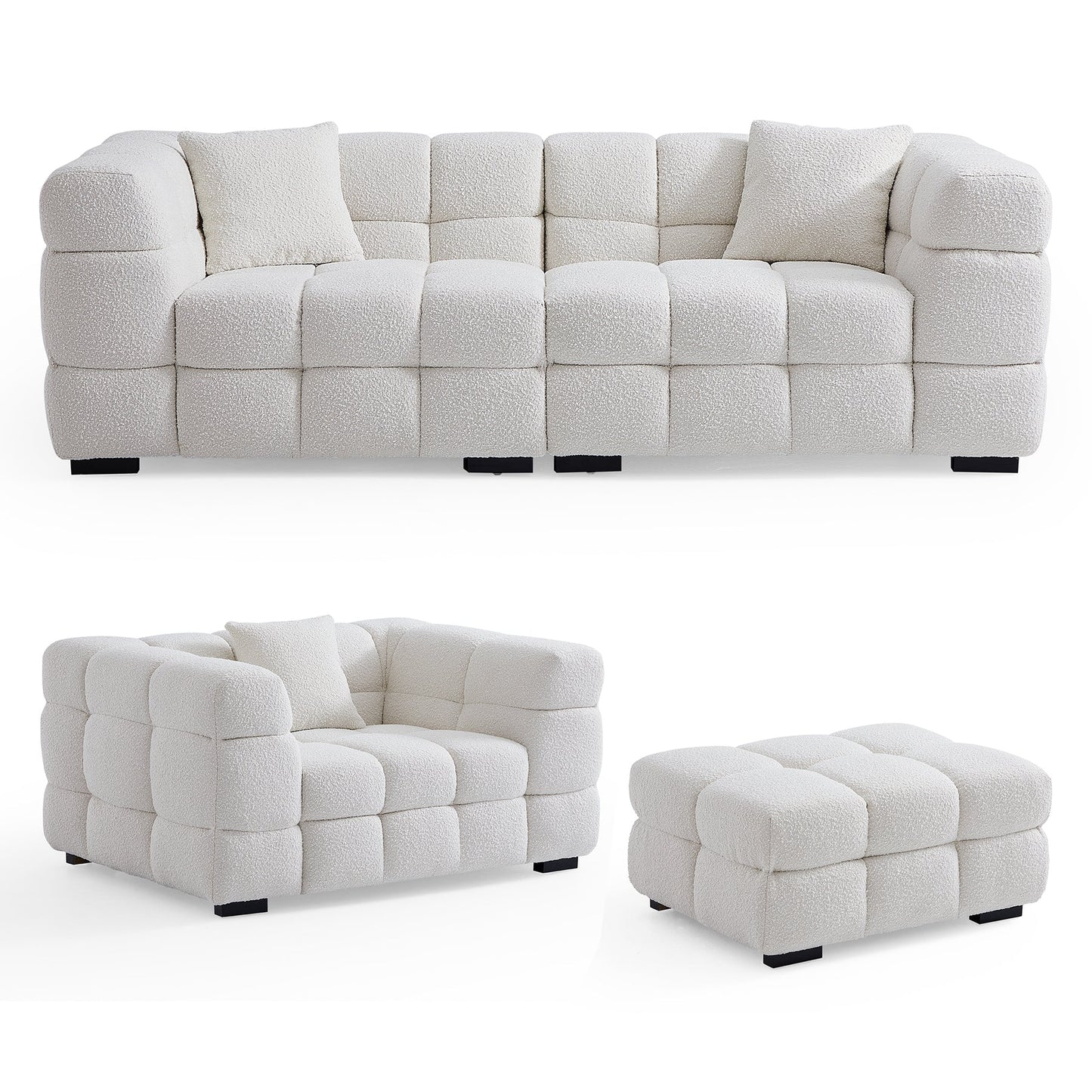 Minimalist Boucle Fabric Sofa