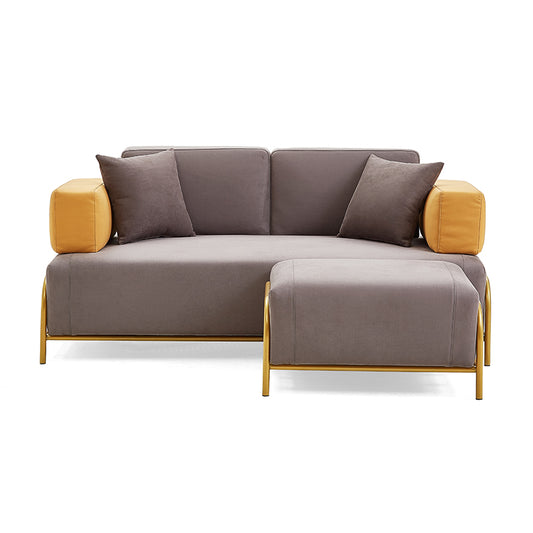 Metal Frame Loveseat Sofa with Ottoman