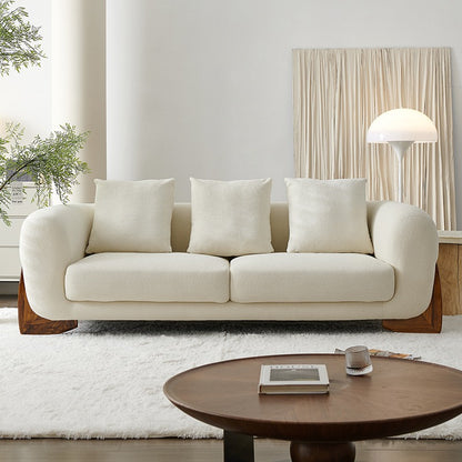 Modern White Boucle Couch 3-Seater Sofa