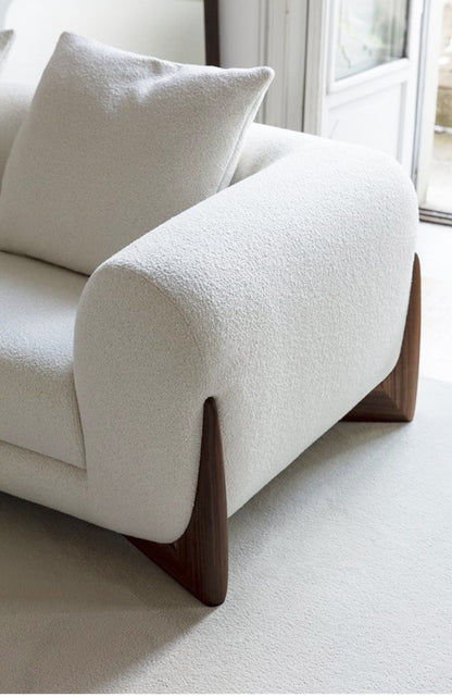 Modern White Boucle Couch 3-Seater Sofa