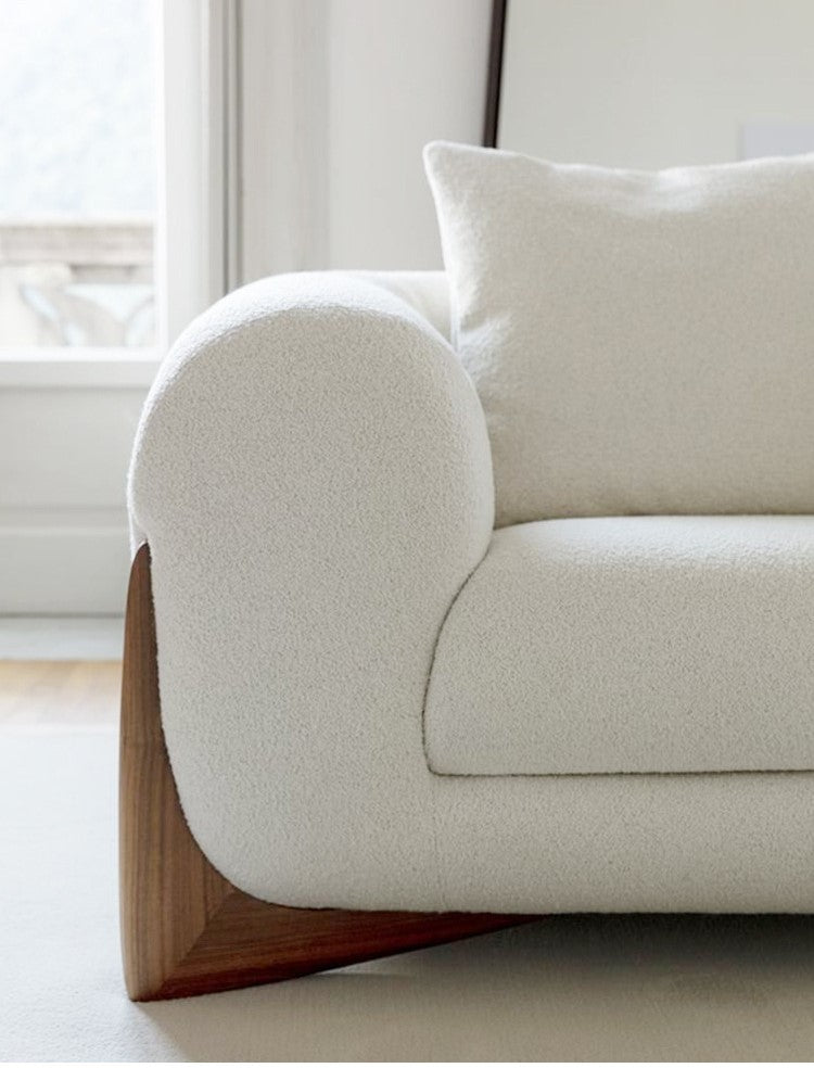 Modern White Boucle Couch 3-Seater Sofa