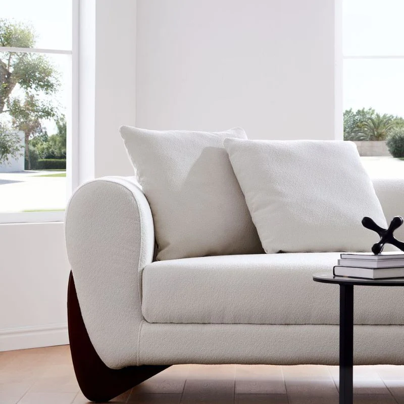 Modern White Boucle Couch 3-Seater Sofa