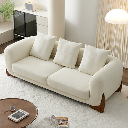 Modern White Boucle Couch 3-Seater Sofa