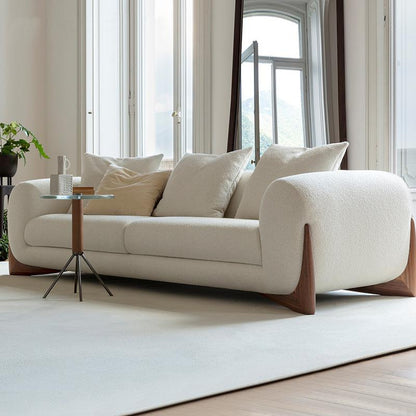 Modern White Boucle Couch 3-Seater Sofa