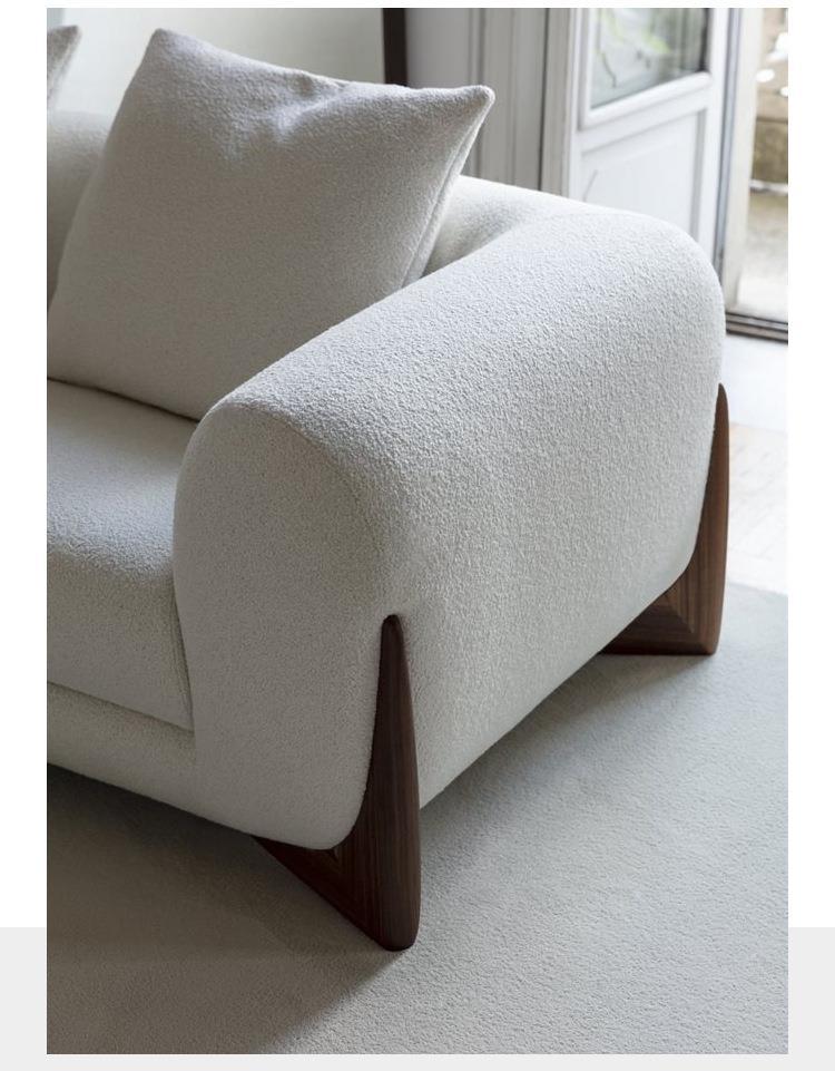 Modern White Boucle Couch 3-Seater Sofa